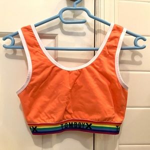 TomboyX Essentials Soft Bra XS in coral rainbow color